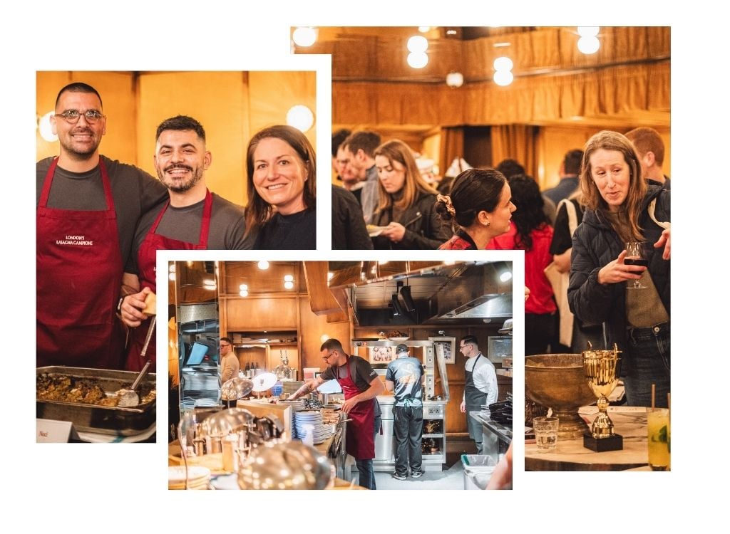 Images of chefs cooking Lasagna