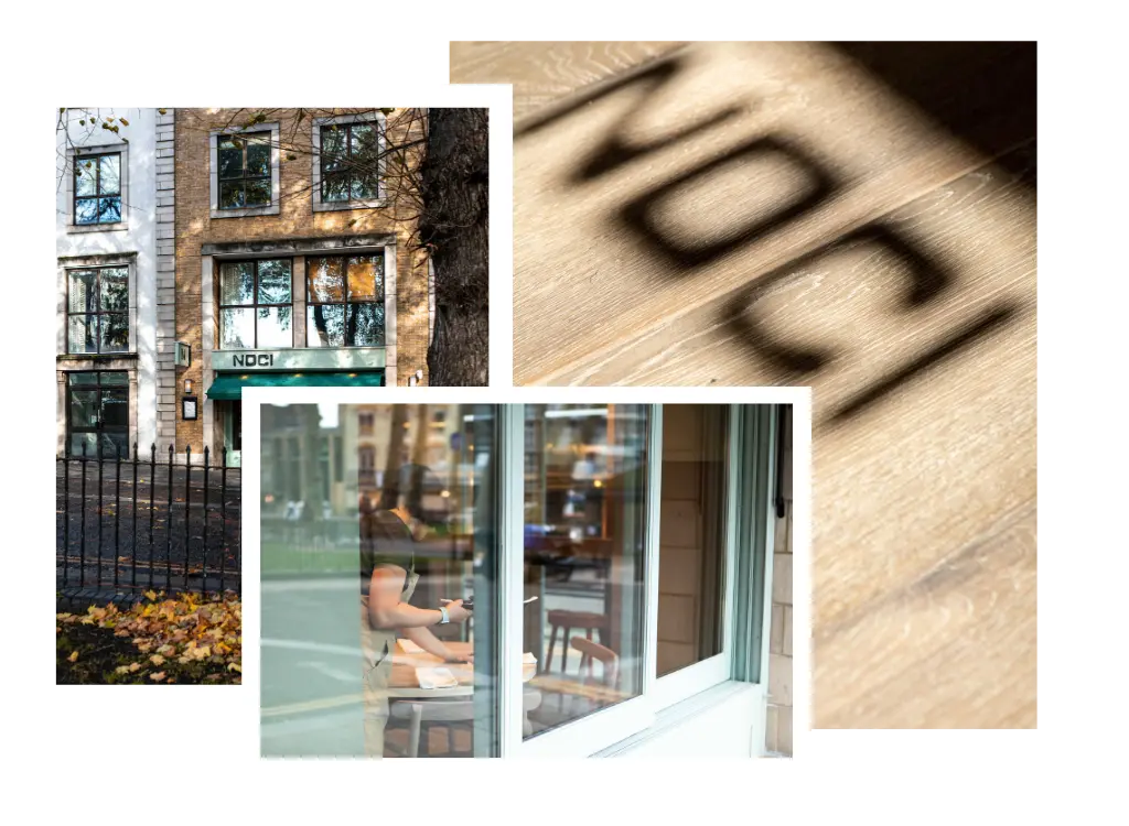 Grid of pictures of Noci Islington exterior