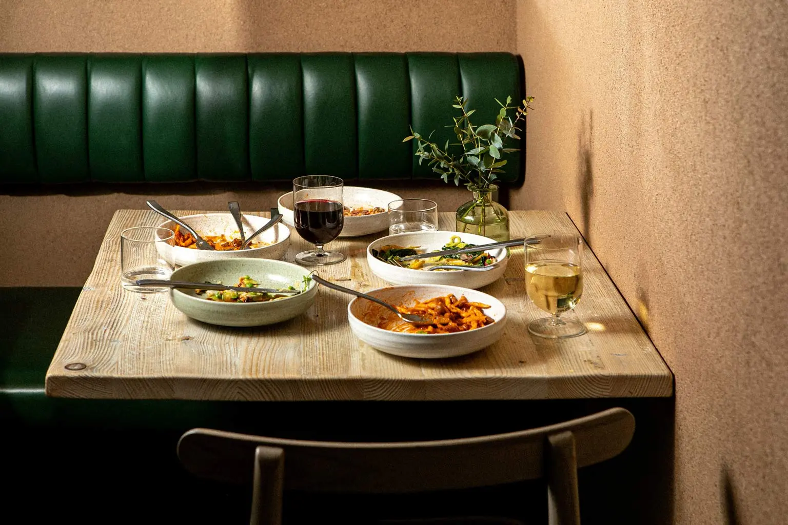 Fresh pasta and wine